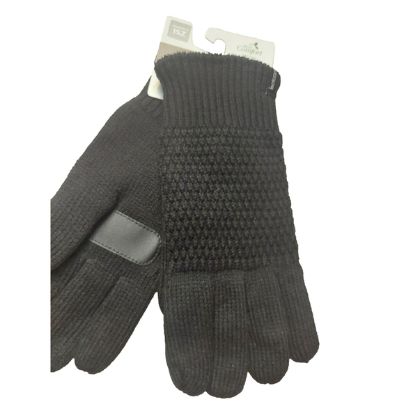 Isotoner Signature Black Textured Knit Water-Repellent Gloves Sz One Size - Picture 7 of 10